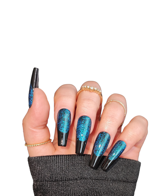 Press On Nails Blue Flakes