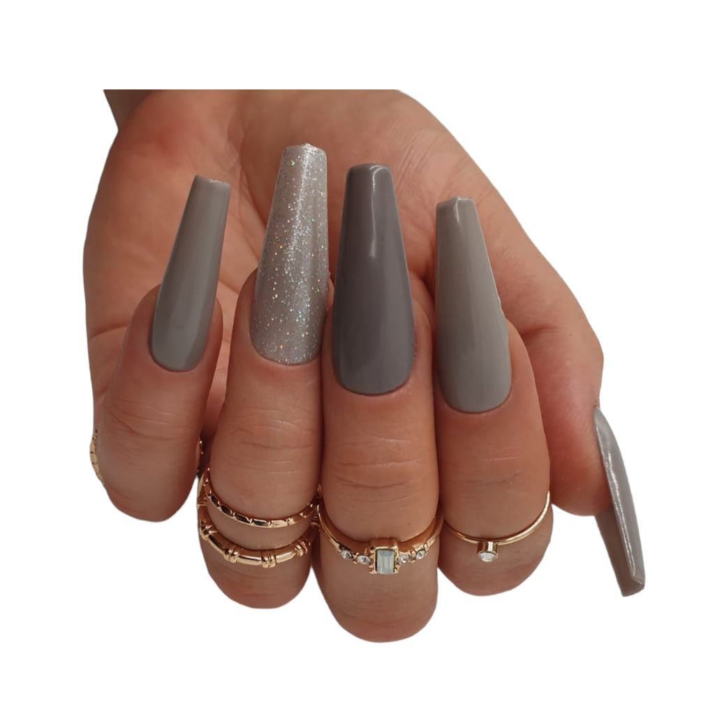 Press On Nails Lively Grey